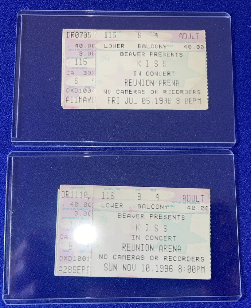 (2) vintage Kiss Reunion TOUR CONCERT TICKET STUBB Dallas TX Reunion BOTH SHOWS