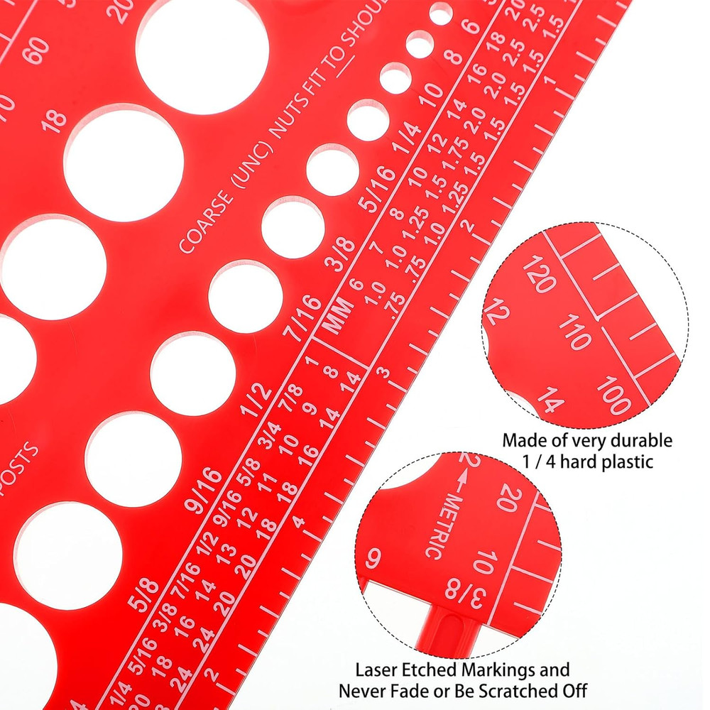 2 Pieces Nut Bolt Thread Gauge Screw Nut Size Thread Metric Checker Inch Plastic