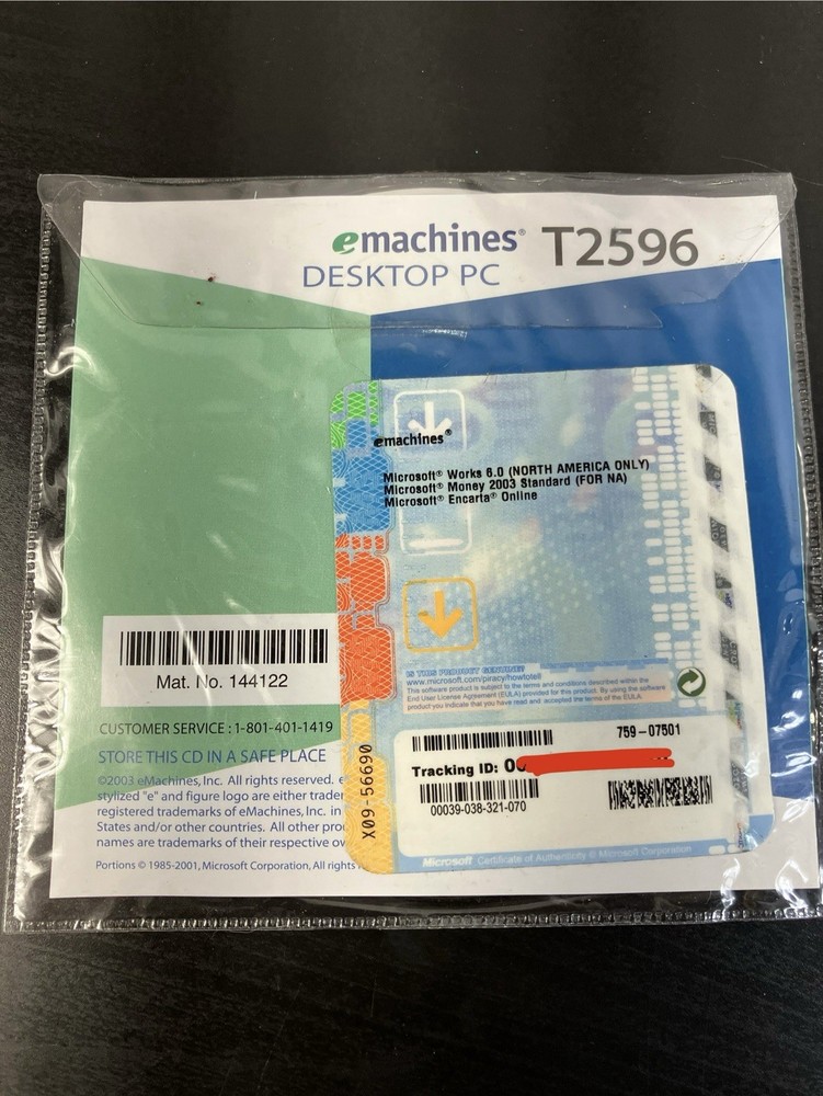 eMachines Restore CD Version 1.1 Models T2596 - 2 Disc Set for Desktop PC