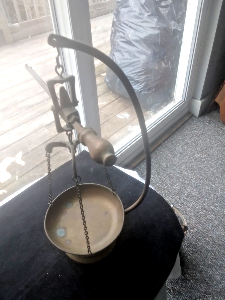 Antique Solid Brass Scale Large 15" - Weighs Up To 6lbs