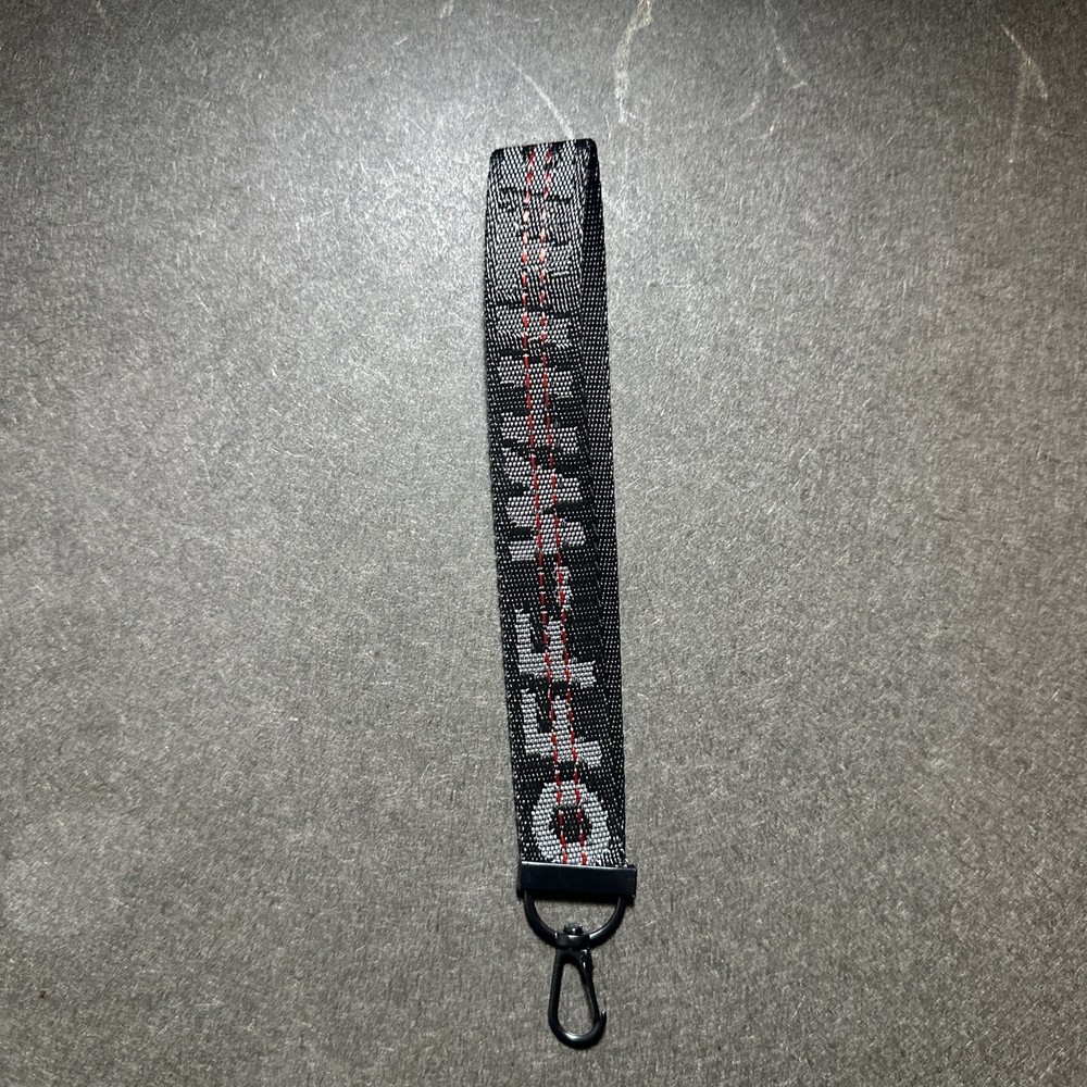 Off White Short Lanyard Keychain Black