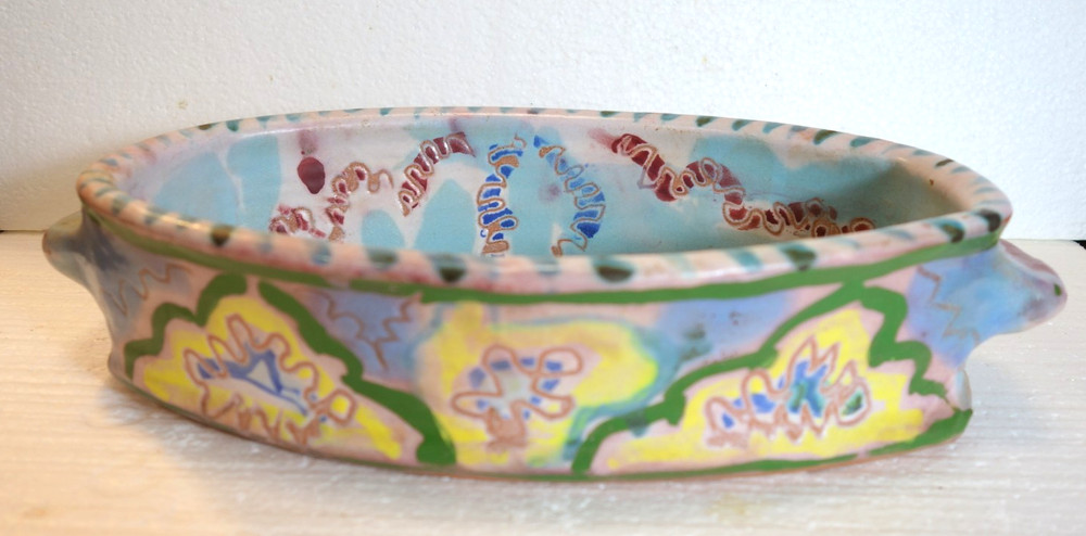 Fascinating Studio Serving Ceramic Tray Artist signed L.Waits