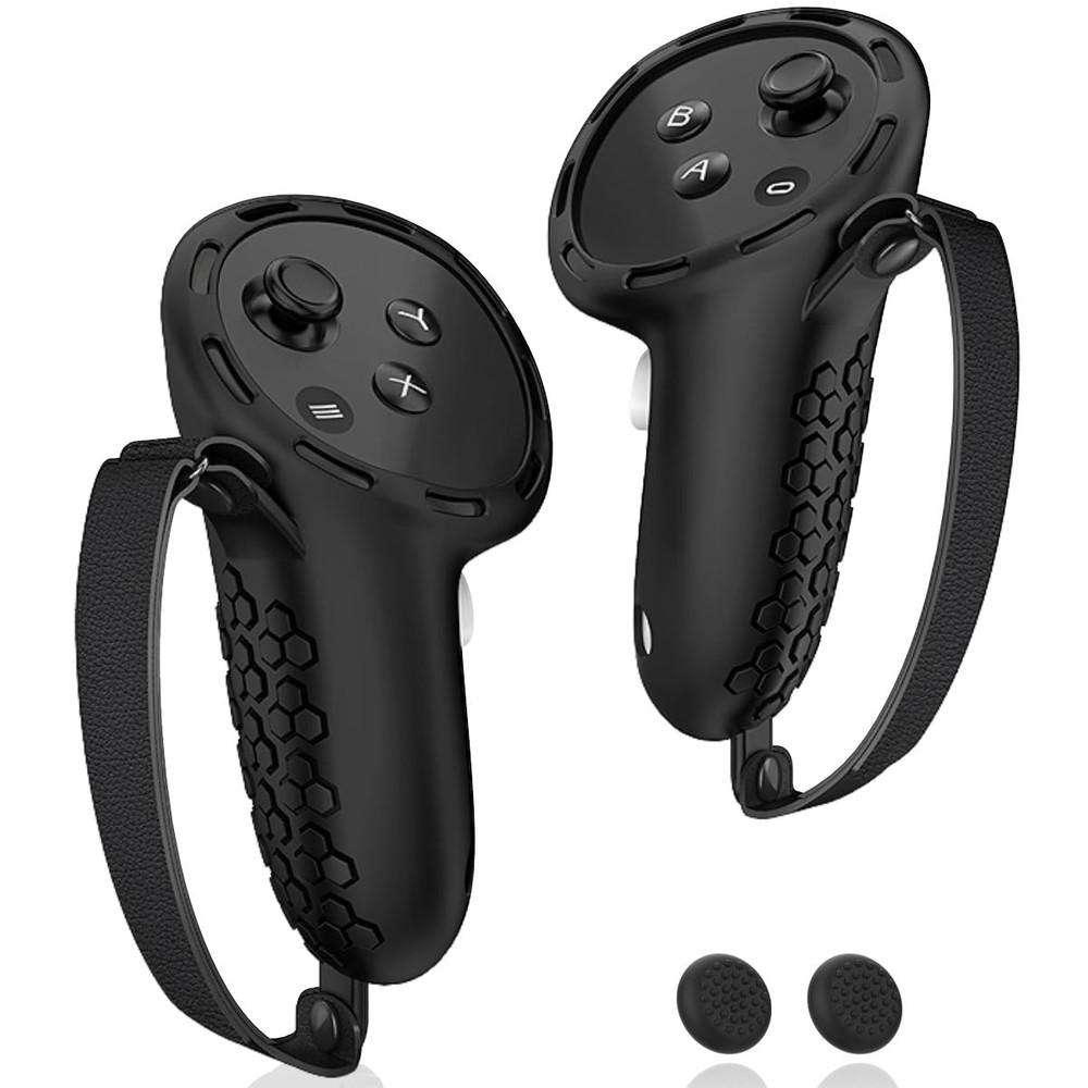 Silicone Controller Grip Covers with Non-Slip Thumbstick for Meta Quest 3
