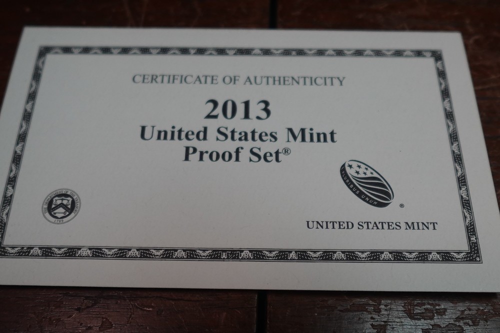 2013 United States Mint Proof Set with COA INCOMPLETE MISSING HALF DOLLAR