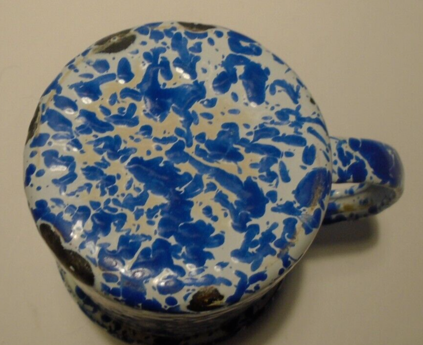 Splatter Blue Enamelware Coffee Mug 12 Oz.