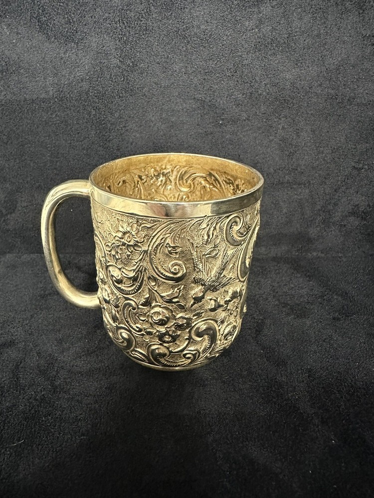 Victorian silver christening mug