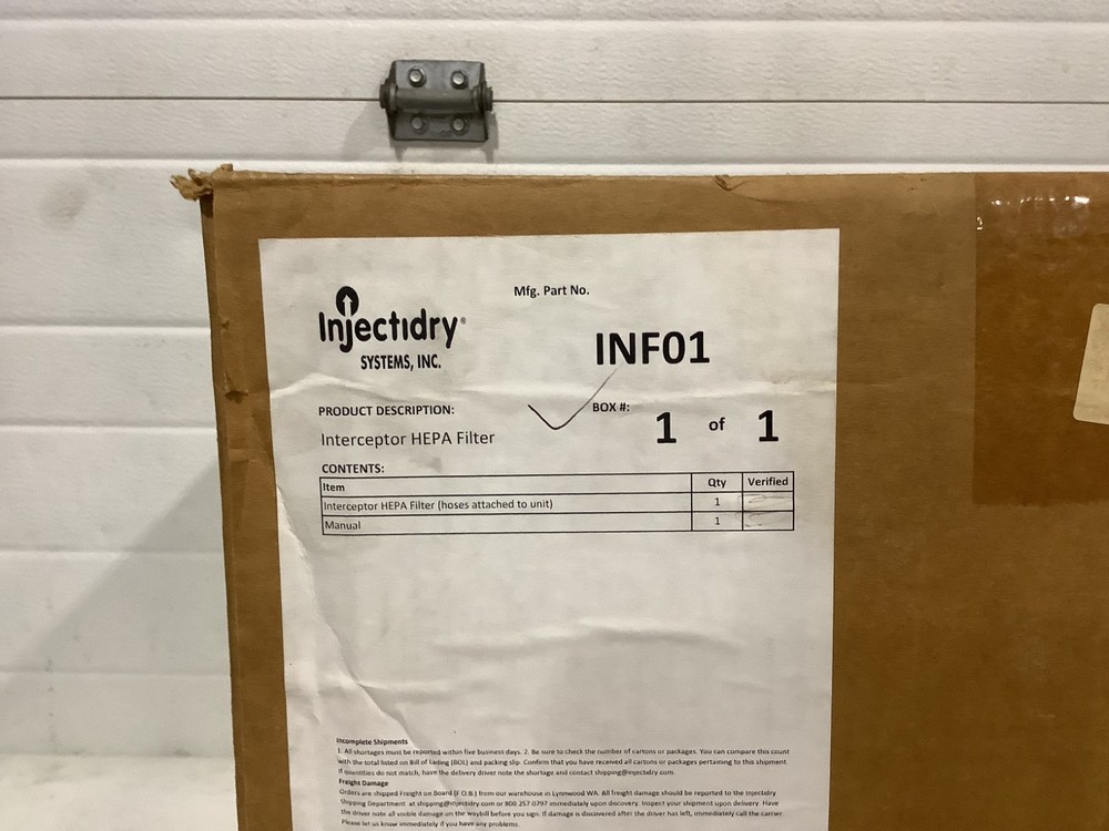 Injectidry Interceptor Hepa Filter ,Hoses Attached to Unit (INF01)