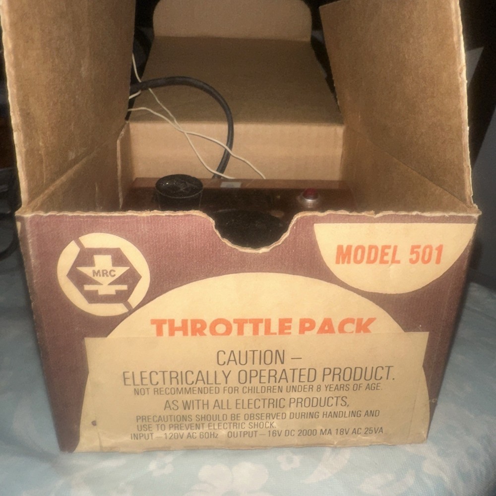 MRC Throttlepack #501 HO Train Control Transformer Model Railroad Original Box