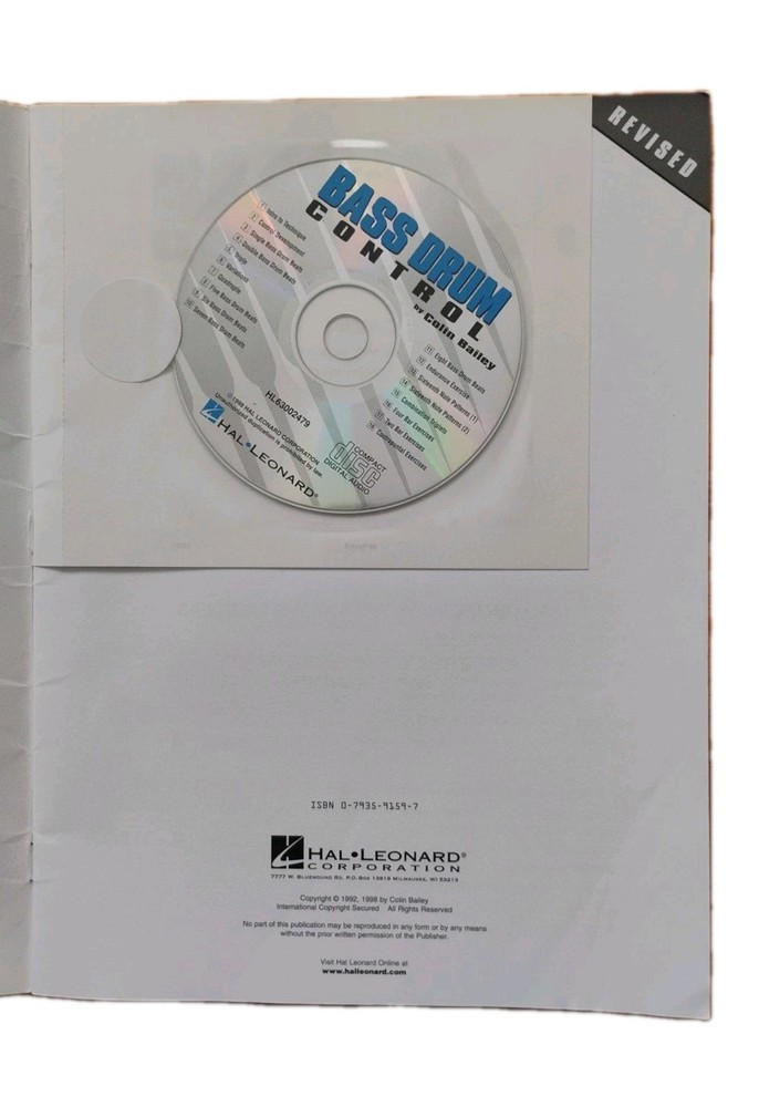 BASS DRUM CONTROL By Colin Bailey Revised With CD 1998