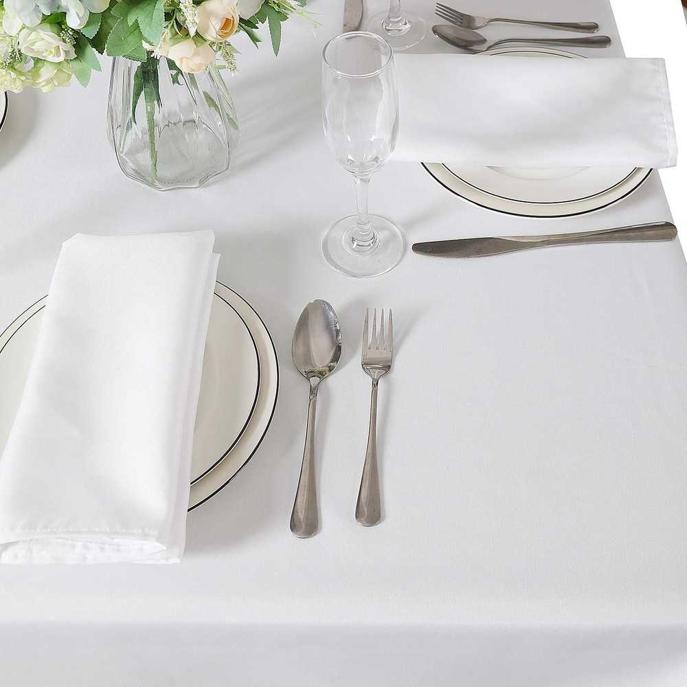 White Square Tablecloth 90x90 Inch Washable Polyester Wedding Banquet