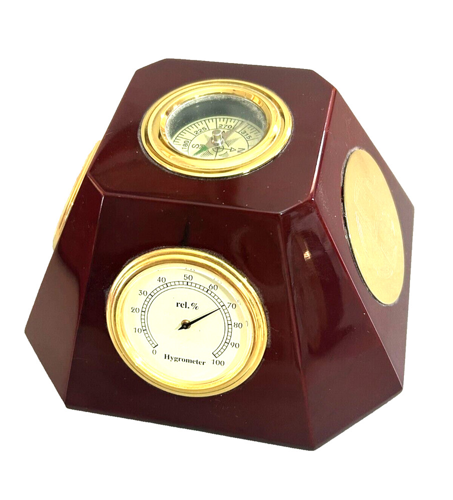 Clock Hygrometer Thermometer Compass combo Swivel Desk accessory