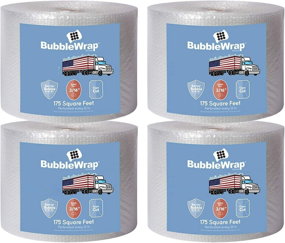 700 ft Bubble Wrap 4 Rolls Small Bubbles 3/16" Heavy Duty Packing Moving Wrap US