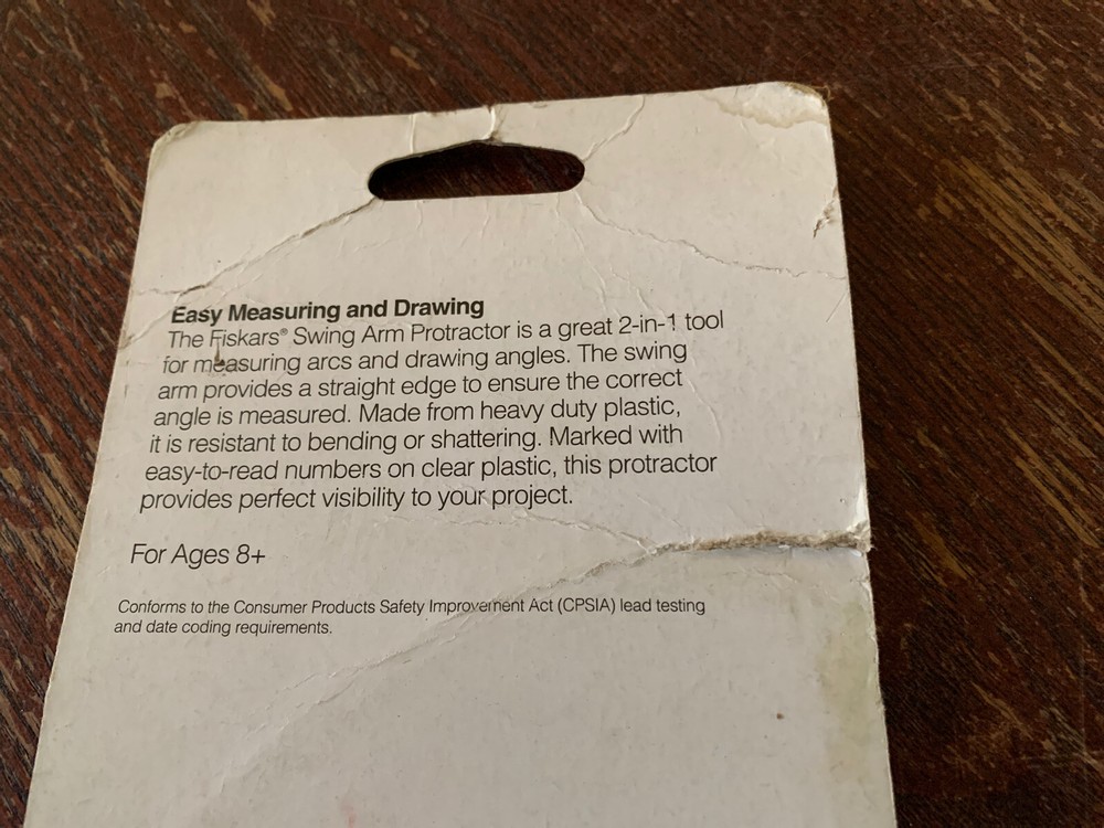 Fiskars 12-95400W Swing Arm Protractor Plastic Clear 6"