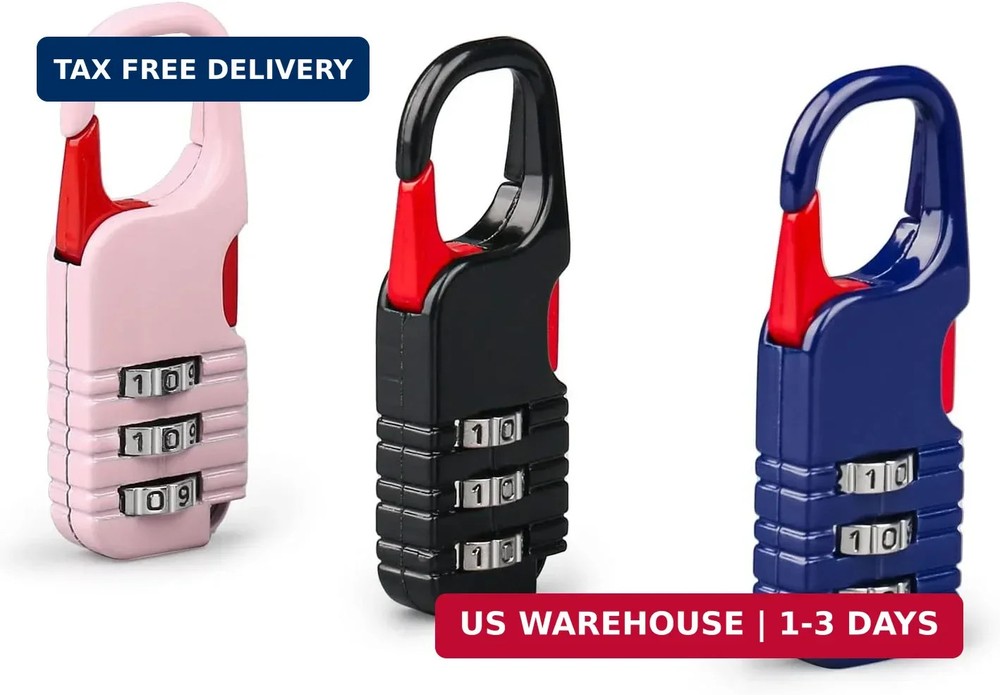 Mini Padlock, BARRYSAIL 3 Pcs Small Locks Set with 3 Digits Combination for Kids