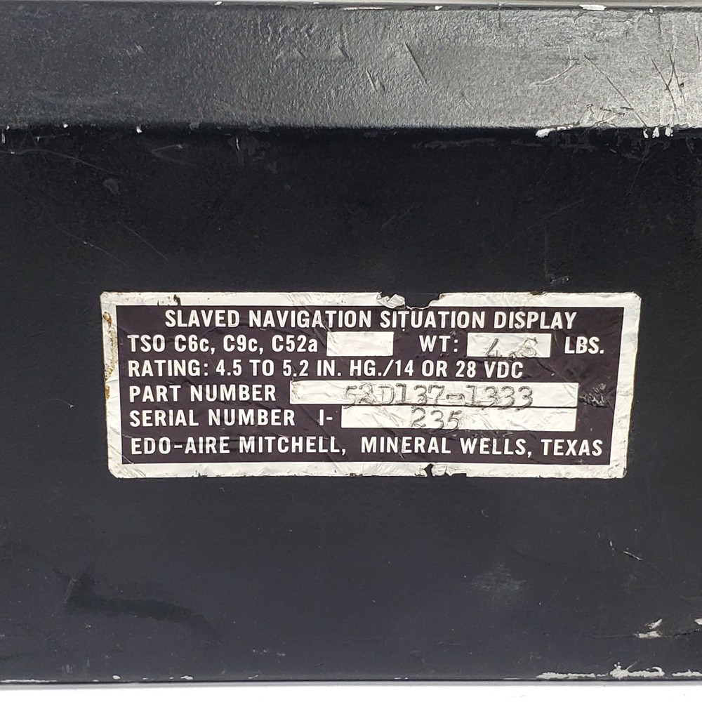 Edo-Aire Horizontal Situation Indicator Slaved Navigation Display 52D137-1333