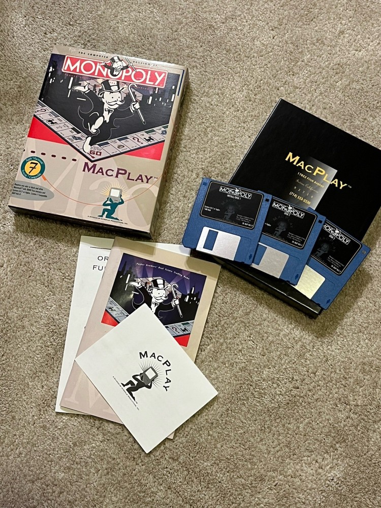 Monopoly (MacPlay, Computer Game Version) COMPLETE Macintosh Software Game