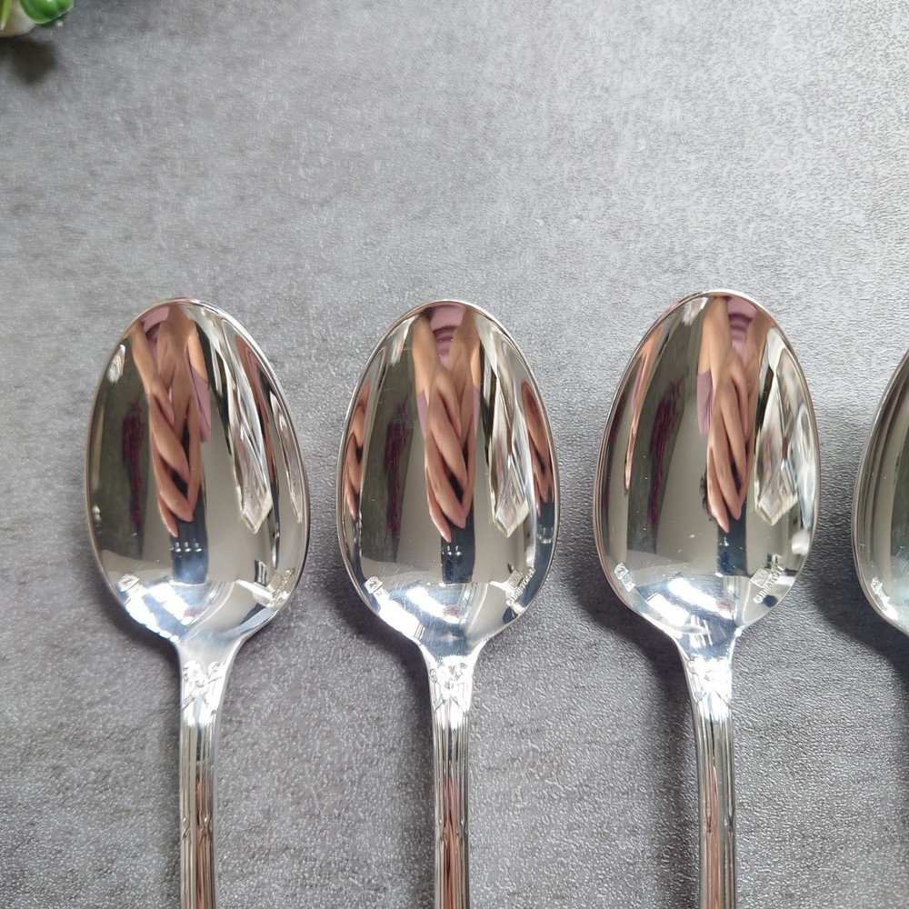 Christofle Rubans Coffee Spoon 6pcs Silverplate Flatware Excellent