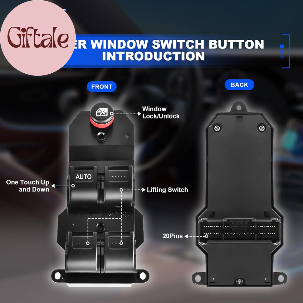 Master Power Window Switch Front Driver Side Compatible with Honda Civic 2001-20