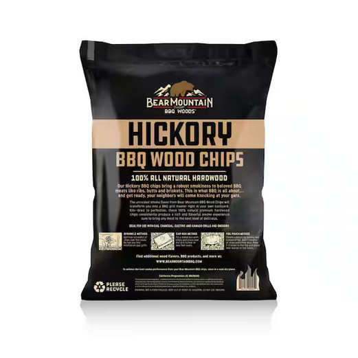 192 cu in Hickory BBQ Wood Chips Smoking Grill Flavor Natural Hardwood