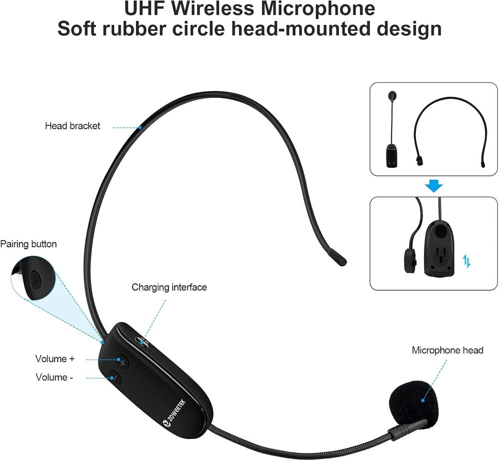 Amplifier, Wireless Amplifier Microphone Headset, Portable Speaker Amplifier