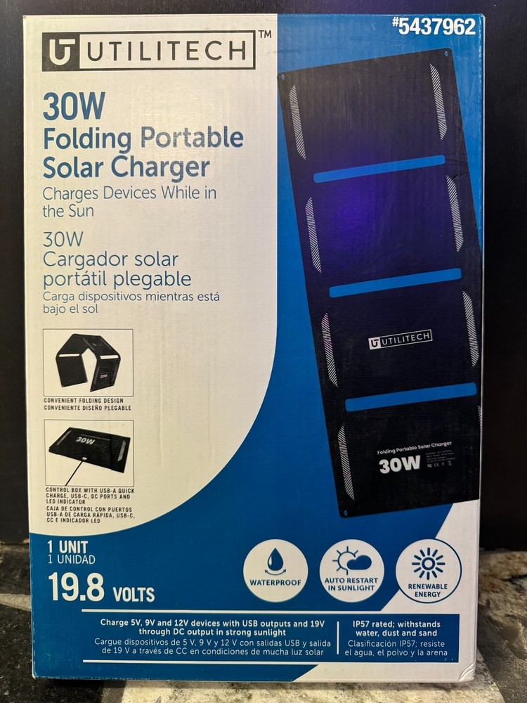 Utilitech Folding Portable Solar Panel Charger