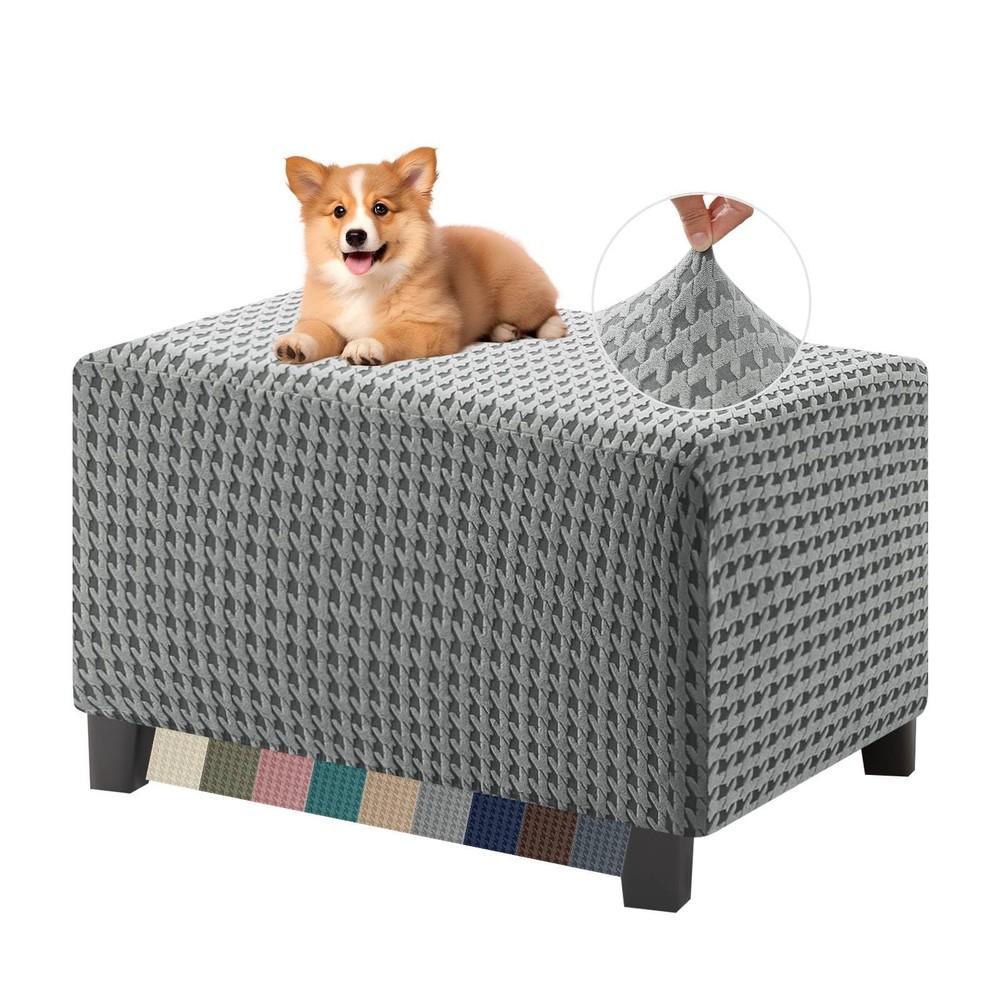 Stretch Ottoman Cover Rectangular Ottoman Slipcovers for Footstool with Elast...