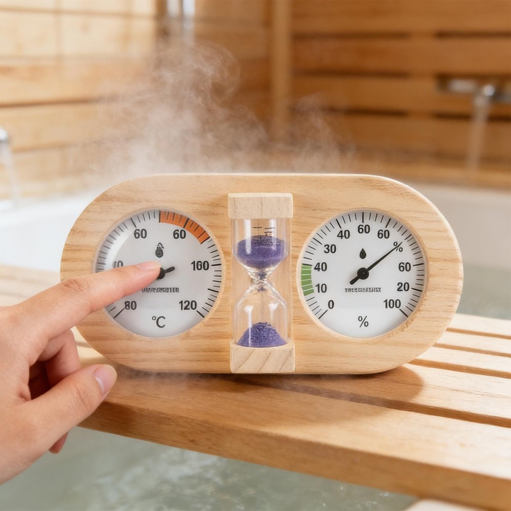 Sauna Temperature Gauge 15-Minute Countdown Hygrometer Meter Wall Mount