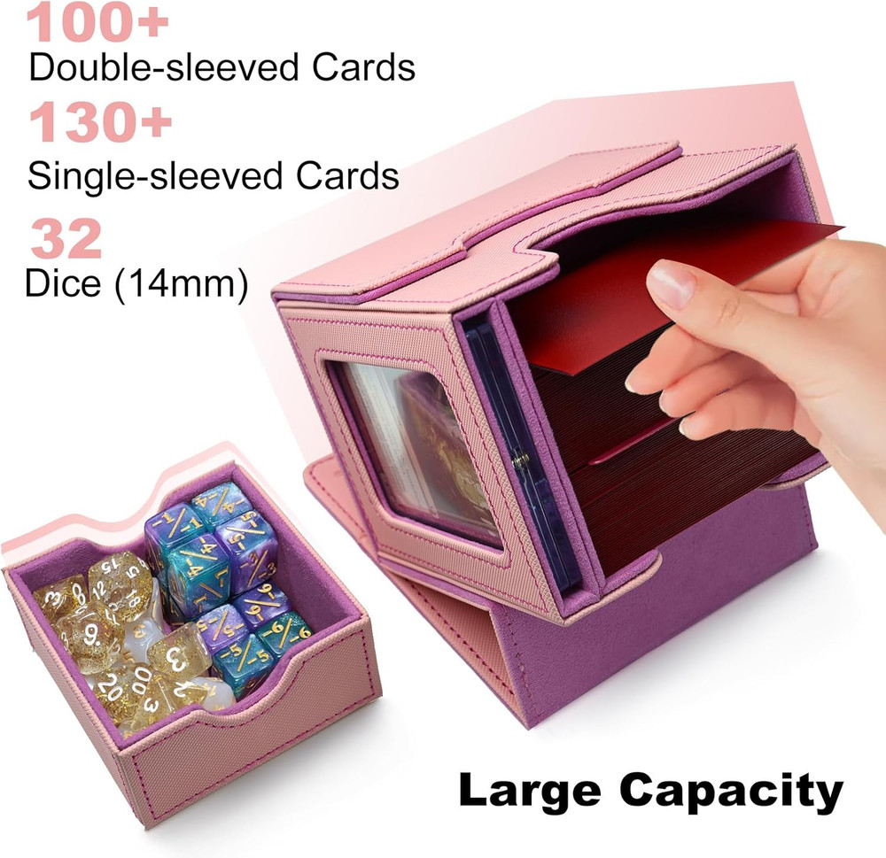 Card Deck Box for MTG with Display Window, Commander Deck Box Fits 100+ Double-S