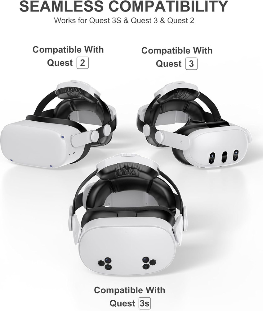 for Meta Quest 3S/Quest 2/Quest 3 Head Strap, Double Knobs Adjustable Elite Stra