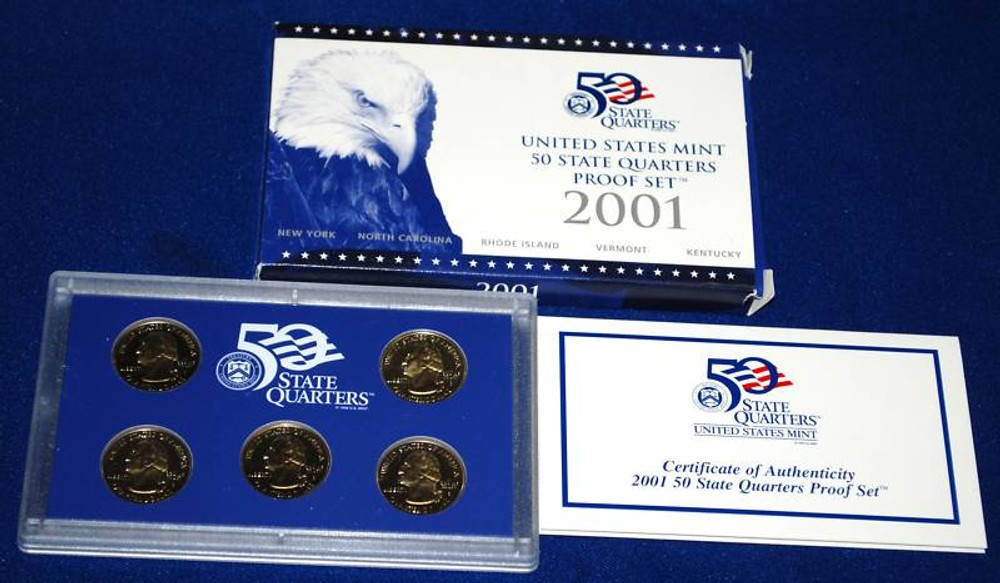 2001-s Clad STATE QUARTERS Proof Set in original BLUE box