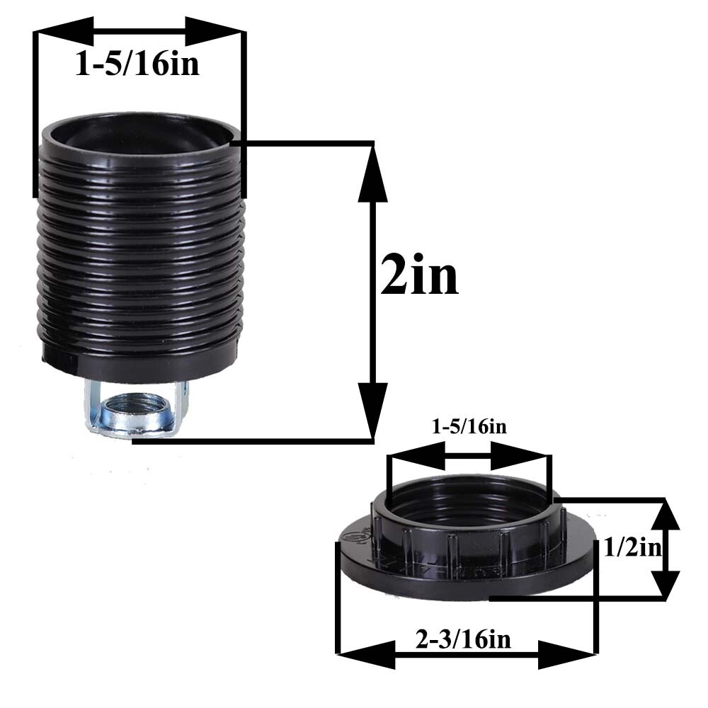 BLACK THREADED SKIRT PHENOLIC SOCKET E26 WITH 1/8IPS THREADED HICKEY 3380G