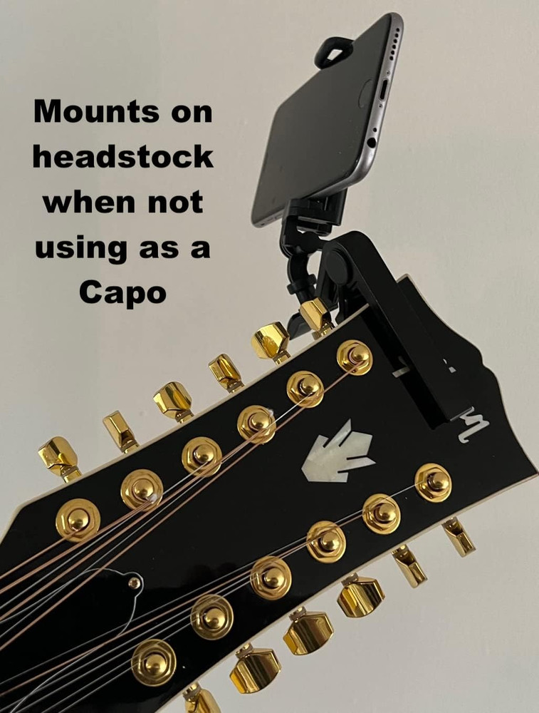 Smartphone Guitar Capo Android and iPhone Compatible Dock Headstock Neck Clamp