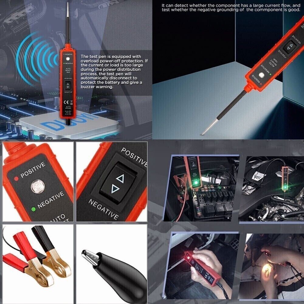 Digital Automotive Power Probe Circuit Electrical Tester Test Lead Device System