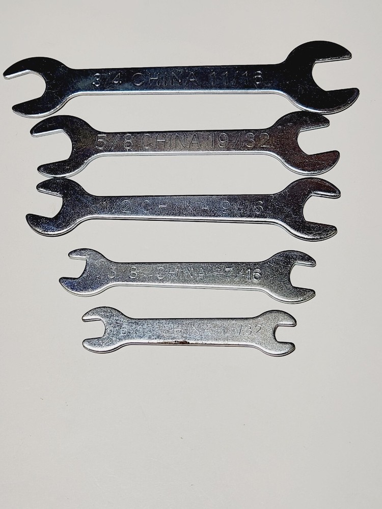 Slim Power Tool Arbor Open End Wrenches SAE 5pc