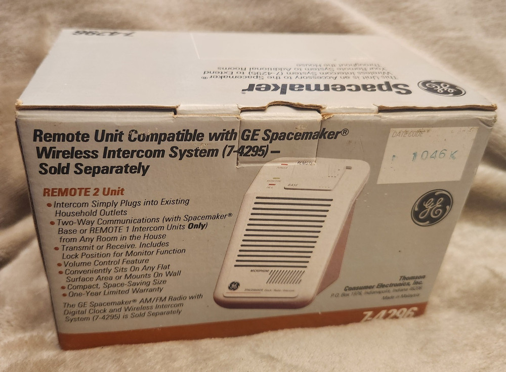 GE Spacemaker 7-4296 Accessory Remote Unit for Wireless Intercom New Old Stock
