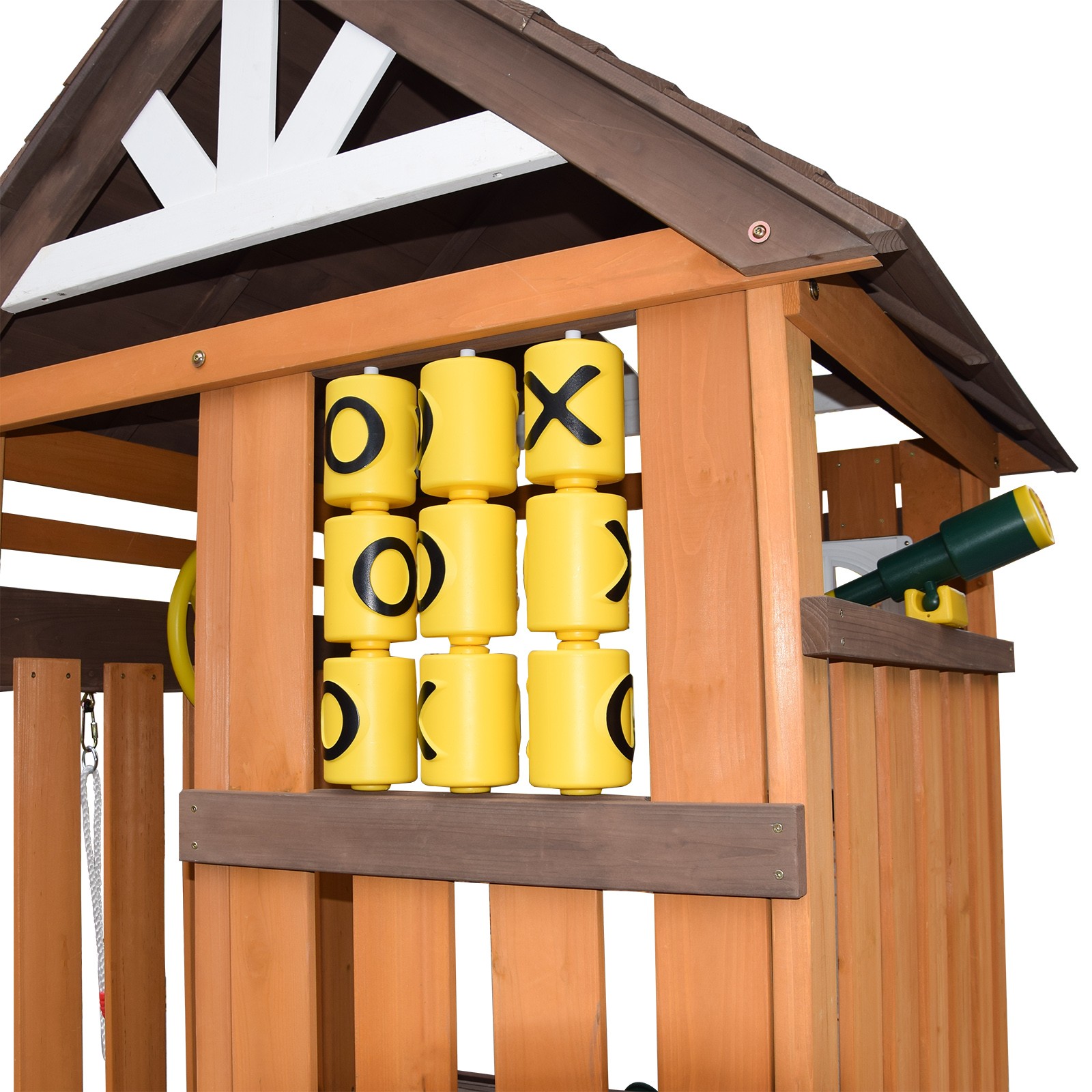 Large Wooden Kids Swing Slide Set Playhouse Kitchen,Rock Wall Outdoor Playground