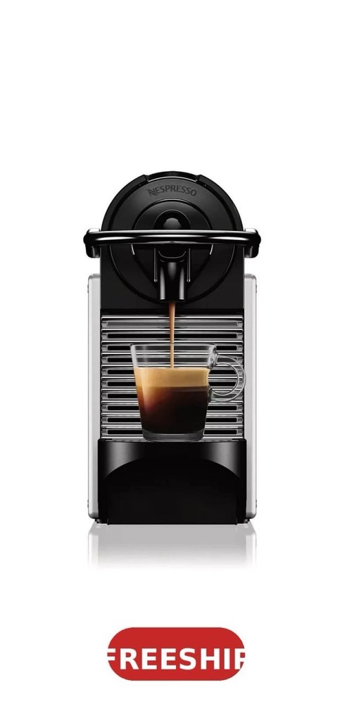 Nespresso Pixie Capsule Coffee Machine Black Silver Removable Water Tank
