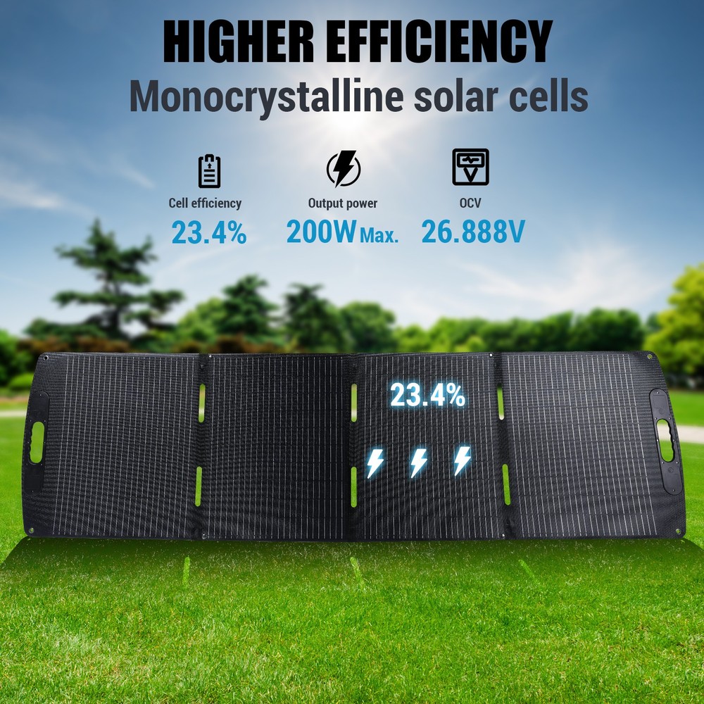 200W Foldable Solar Panel Self-supporting, Waterproof Smart Outdoor Solar Kit