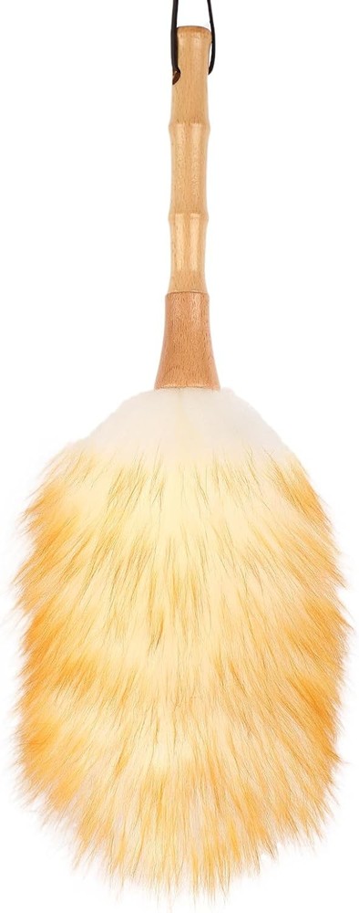 Lambswool Duster W/ Solid Wooden Handle,Leather Hang Strap,Comfortable Grips