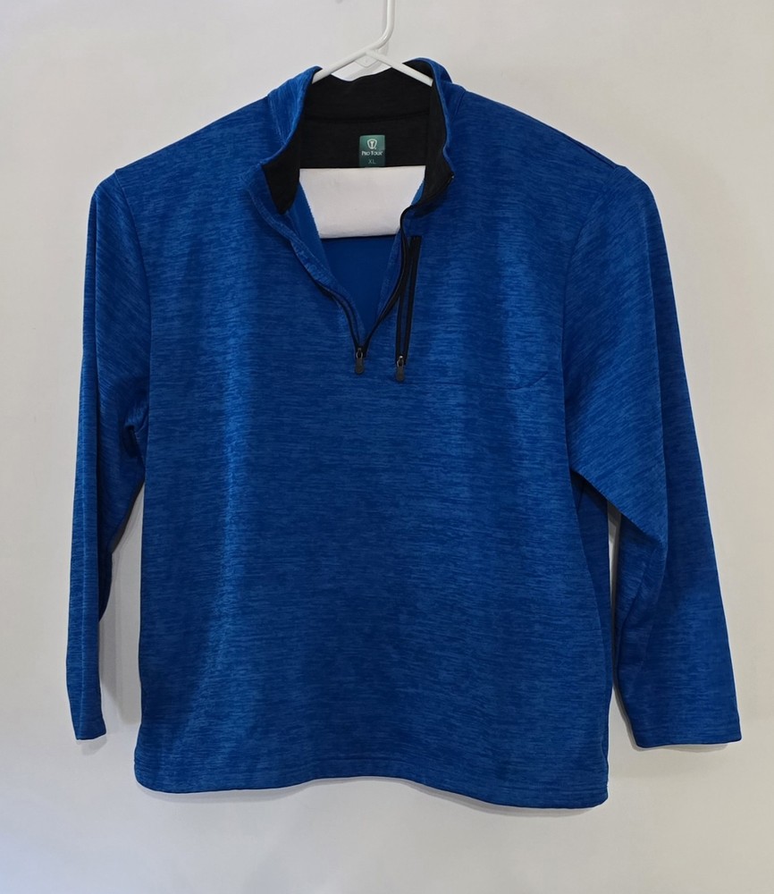 Pro Tour Golf Pullover Jacket 1/4 Zip XL Polyester Pockets Blue Long Sleeves