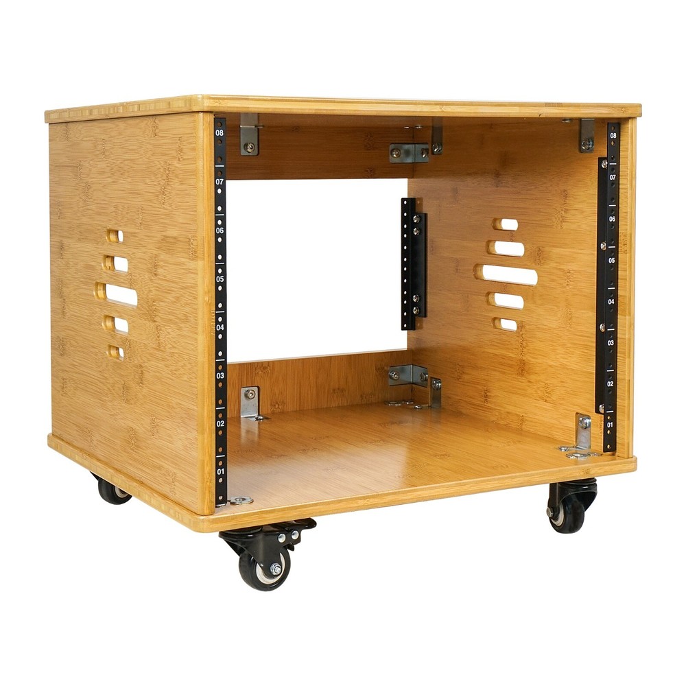 Sound Town DIY 8U Solid Bamboo Studio Rack - 16" Depth, Ventilation (STBR-8UW)