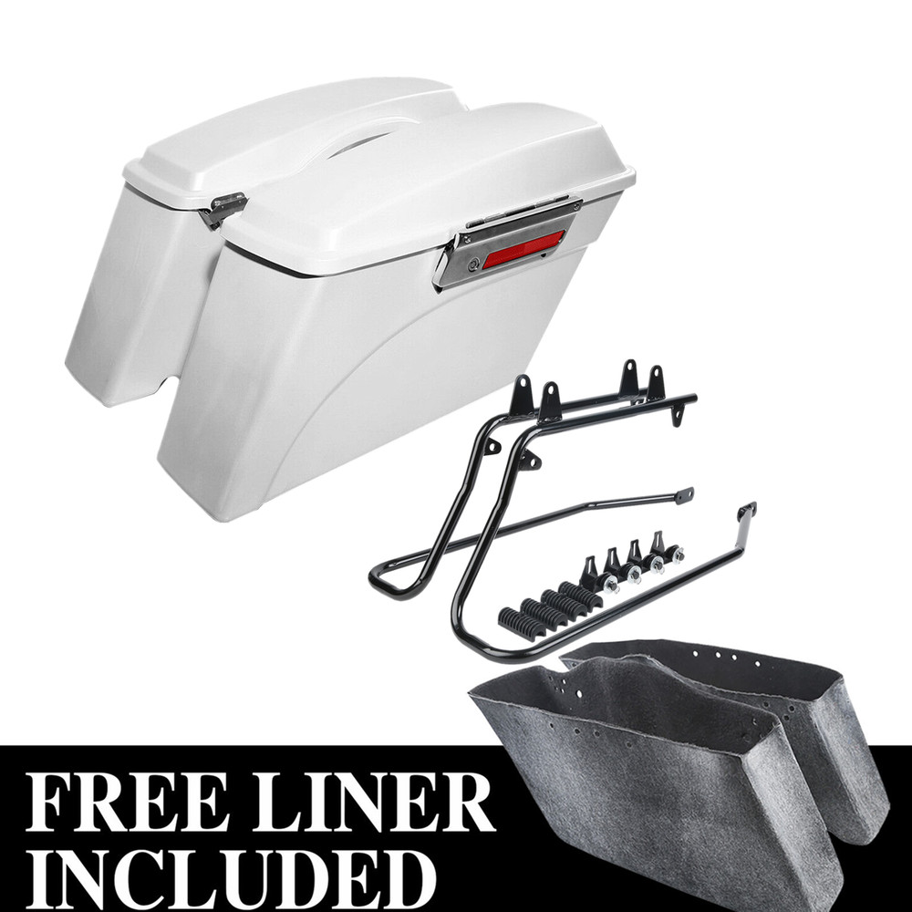 White Hard Saddle bags Conversion Bracket Fit For Harley Heritage Softail 84-17