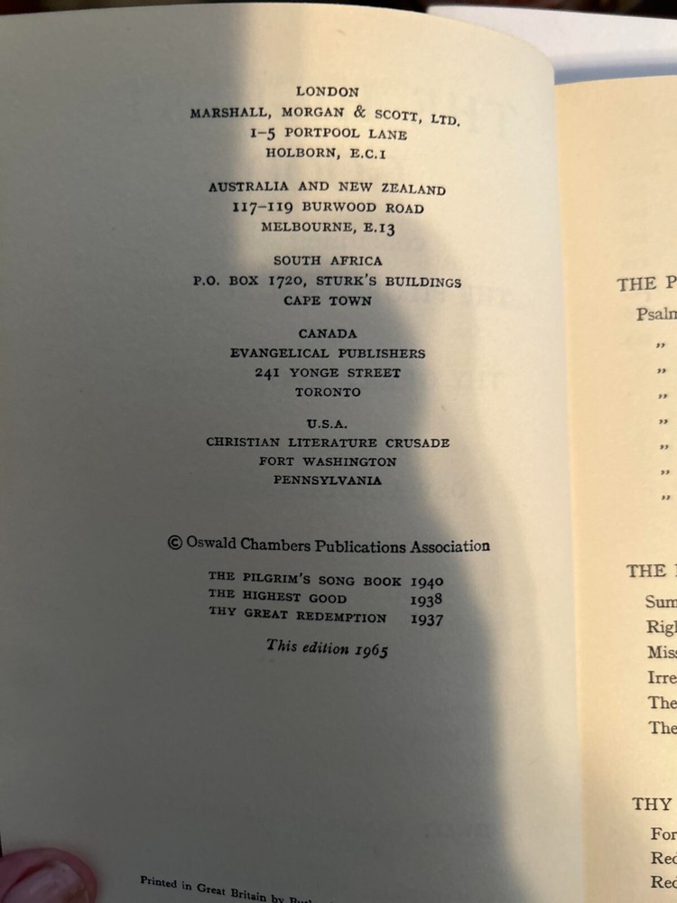 The Highest Good Oswald Chambers 1965 edition