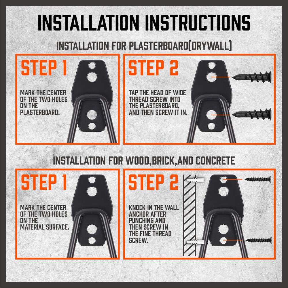 10-Pack Garage Storage Utility Double Hooks Power Tools Ladders Bikes Bulk Items