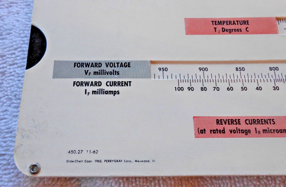 Silicon Diode Characteristic Calculator - Slide Rule Style - Cardboard 1962