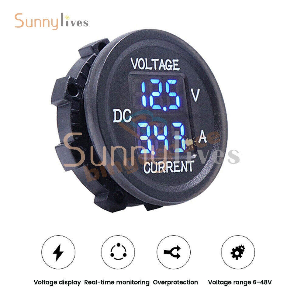 Digital Voltmeter Ammeter Volt Current Panel Meter for 12-24V Car Truck