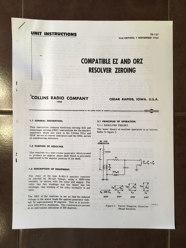 Collins Resolver Zeroing  EZ & ORZ Instructions