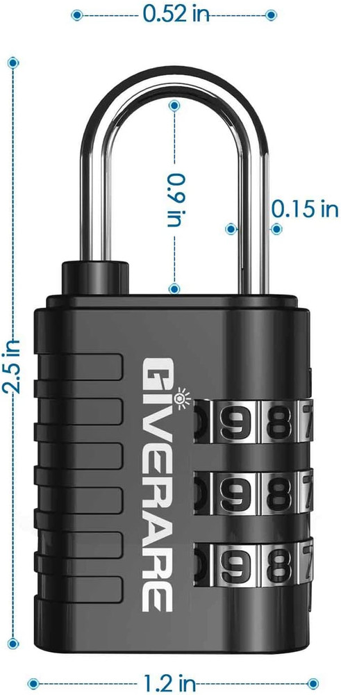 8 Pack Combination Lock, 3-Digit Padlock Keyless, Resettable Luggage Locks for B