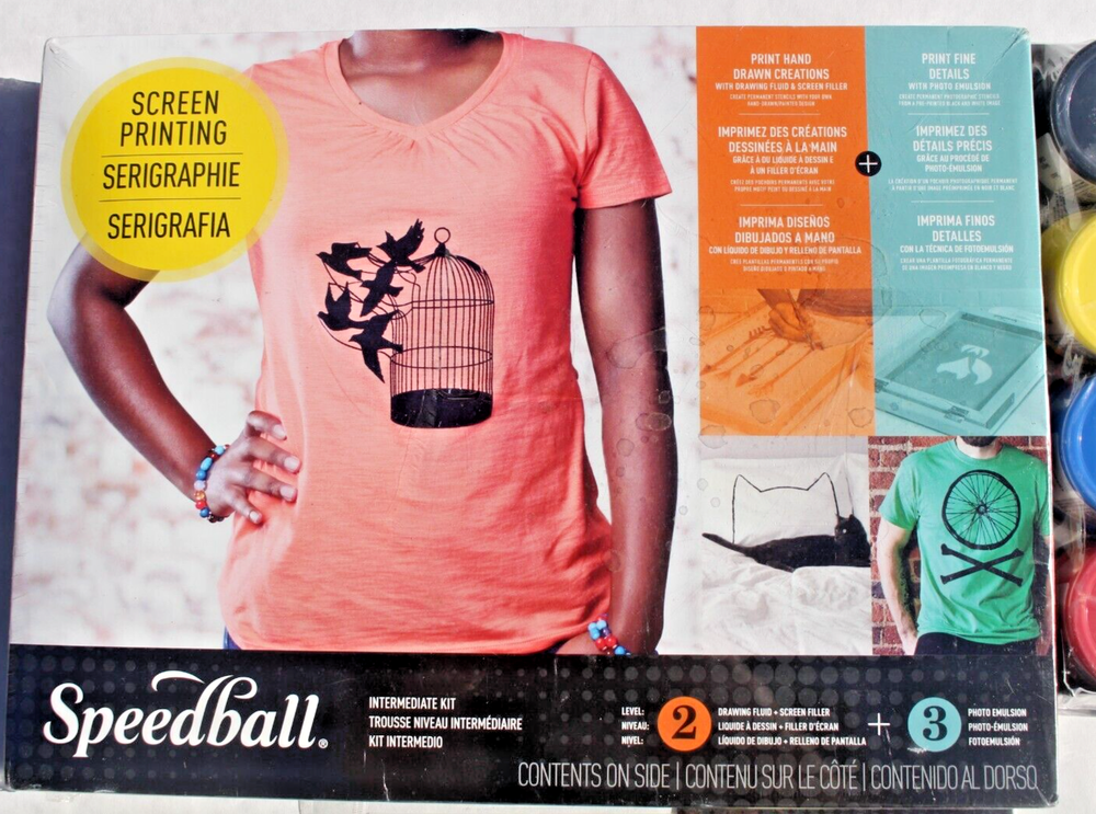Speedball Intermediate Fabric Screen Printing Kit + 8 More paints + Transparency
