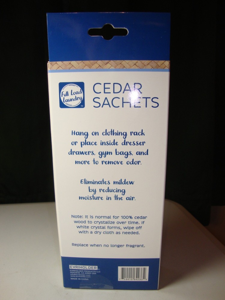 6 Full Load Laundry Cedar Sachets 100% CEDAR WOOD